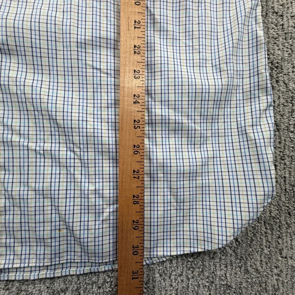 Polo Ralph Lauren Dress Shirt Mens 16.5 34/35 Blue Yellow Check Easy Care LS